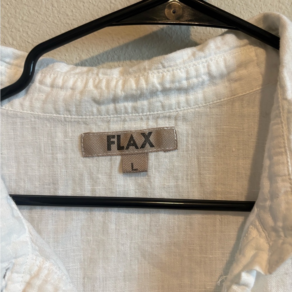 Flax White Sleeveless Linen Button-Front Tunic - Picture 2 of 3